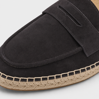 Mocassin Noir Compensé En Daim