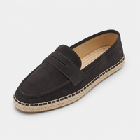 Mocassin Noir Compensé En Daim