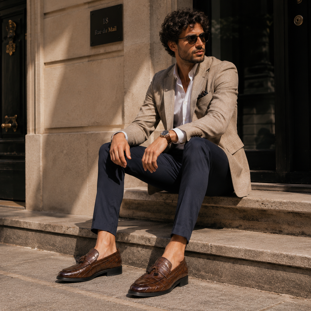 Mocassin À Gland Croco