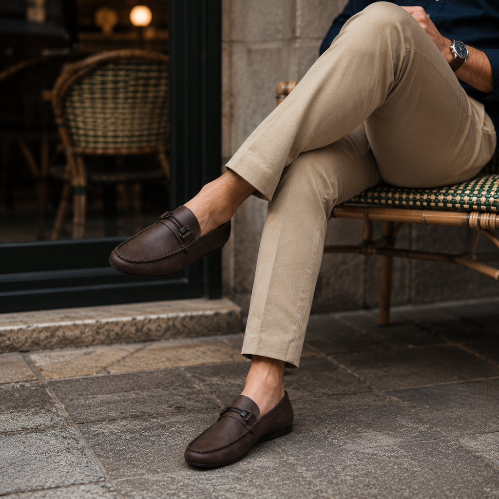 Chausson Mocassin Mule Ouvert Marron