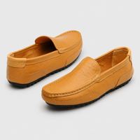 Mocassin En Cuir Véritable Jaune Pour Bateau Homme