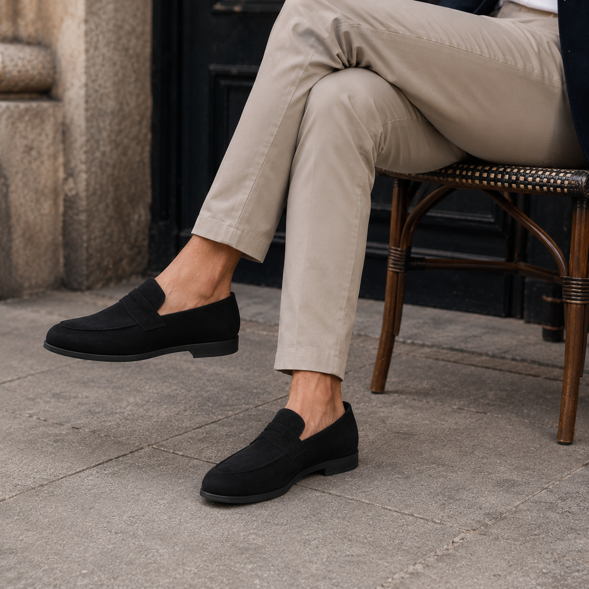 Mocassin En Daim Noir