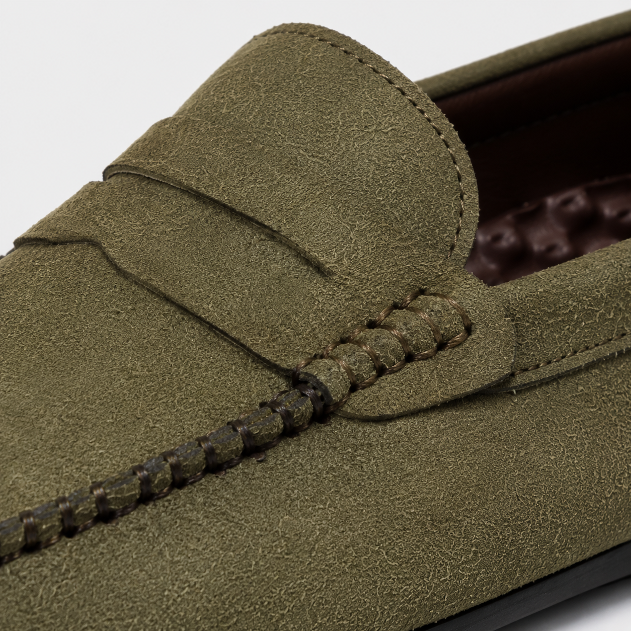 Mocassin Homme Vert En Daim Décontracté