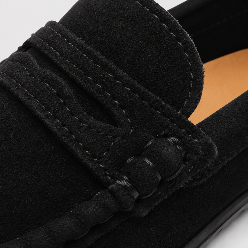 Mocassin Enfant En Daim Noir Classe Pour Bateau