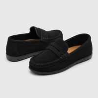 Mocassin Enfant En Daim Noir Classe Pour Bateau