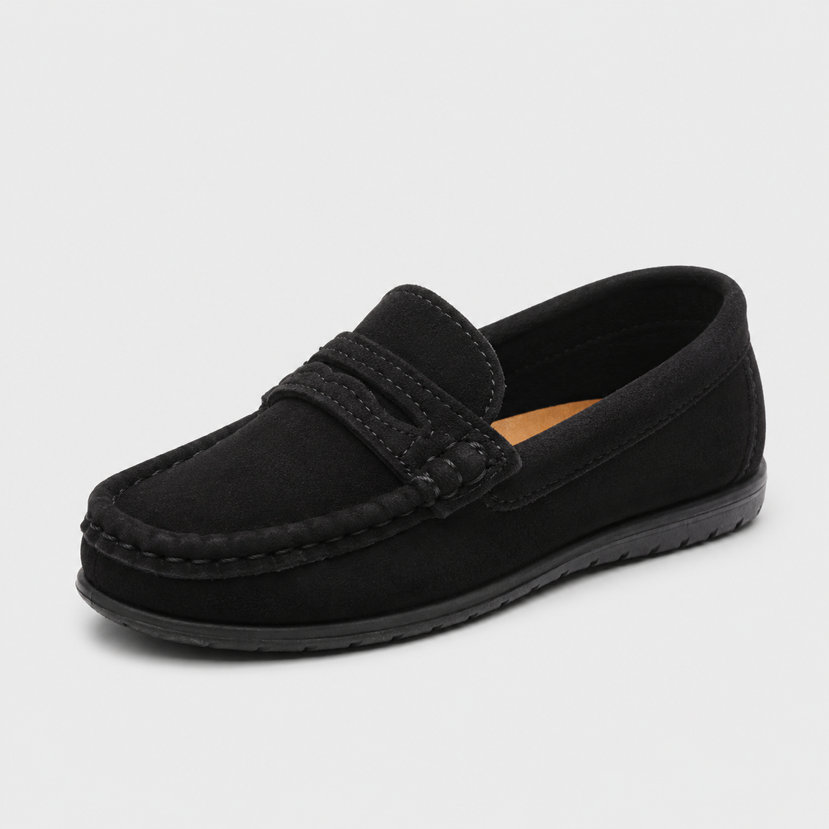 Mocassin Enfant En Daim Noir Classe Pour Bateau