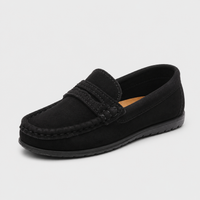 Mocassin Enfant En Daim Noir Classe Pour Bateau