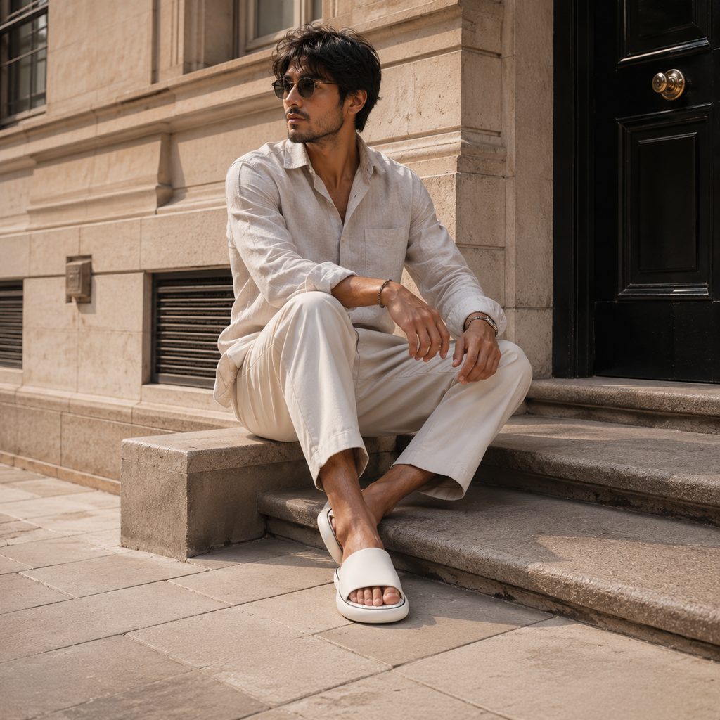 Sandale Homme Confort Été Plastique Blanc Cassé