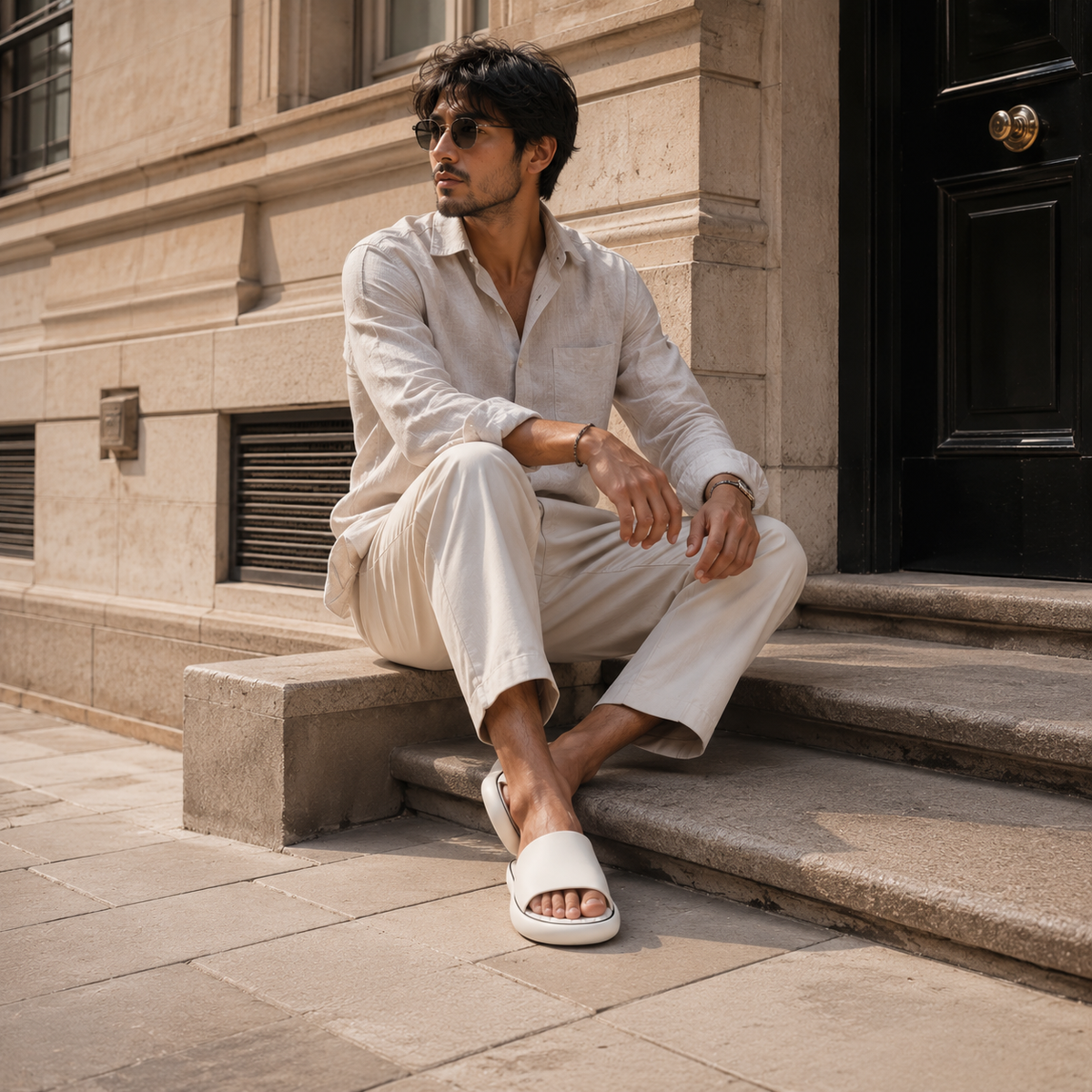 Sandale Homme Confort Été Plastique Blanc Cassé
