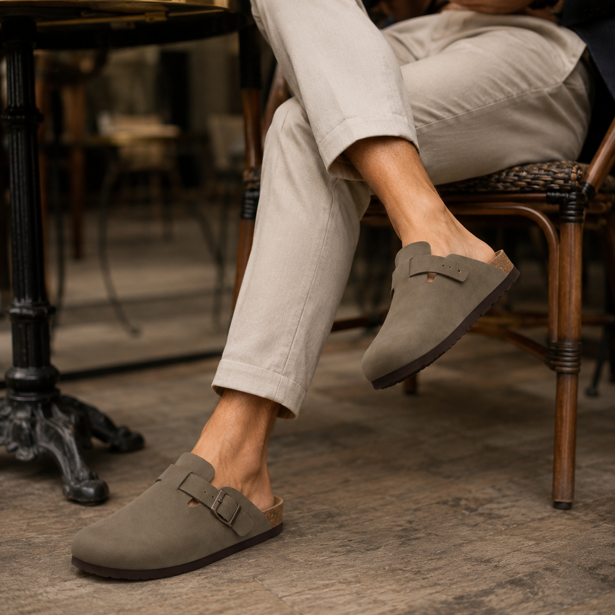 Sandale Homme Confort Été Vert Kaki Vieilli