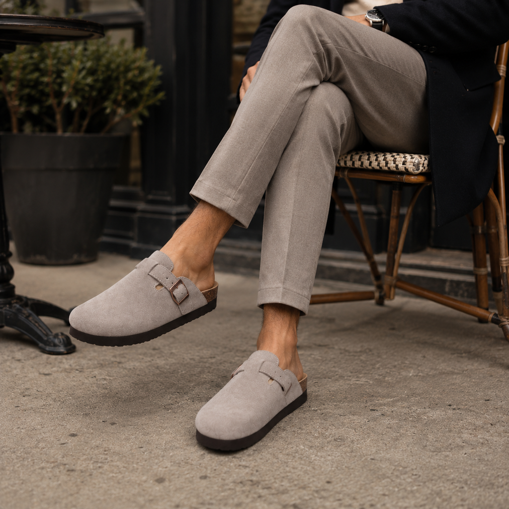 Sabots Daim À Bride Homme Gris