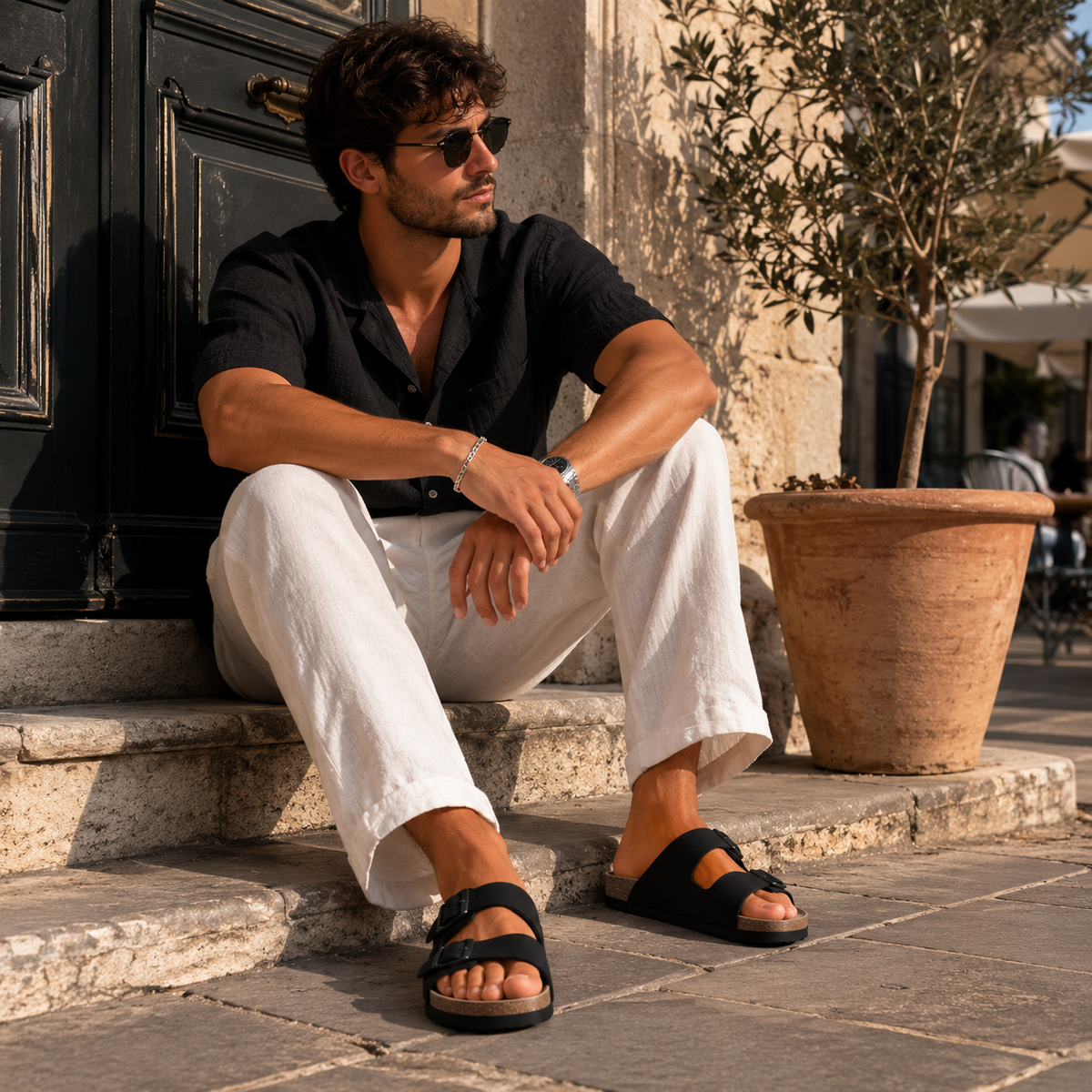 Sandale Daim Confort Double Boucle