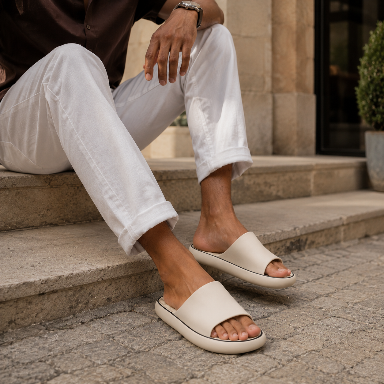 Sandale Ultra Confortable Homme Beige