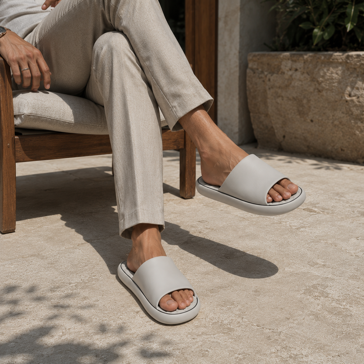 Sandales Plastique Plage Homme Gris