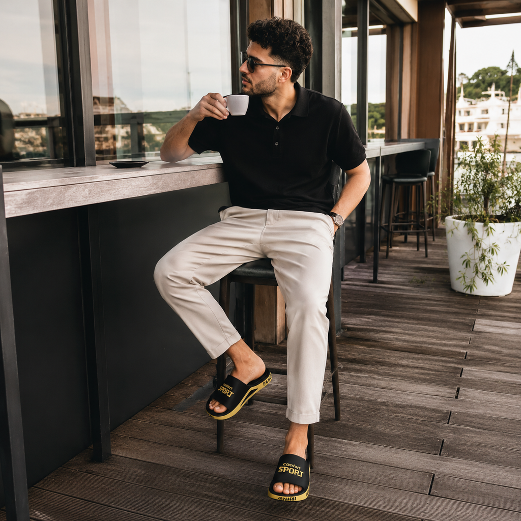 Sandales Noir De Plage En Plastique Homme