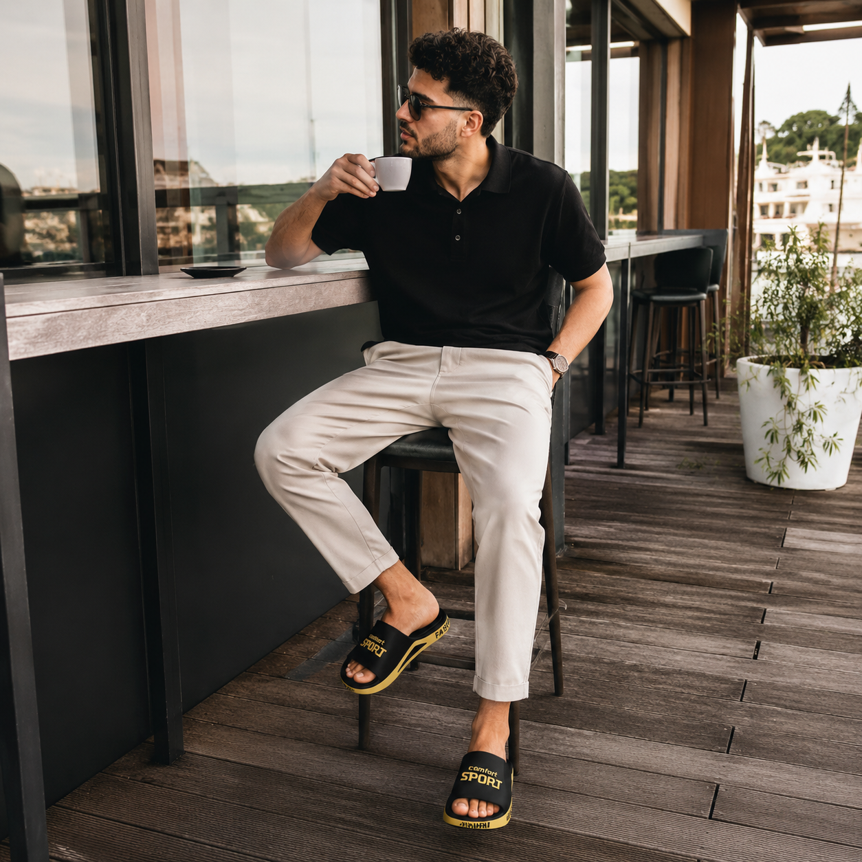 Sandales Noir De Plage En Plastique Homme