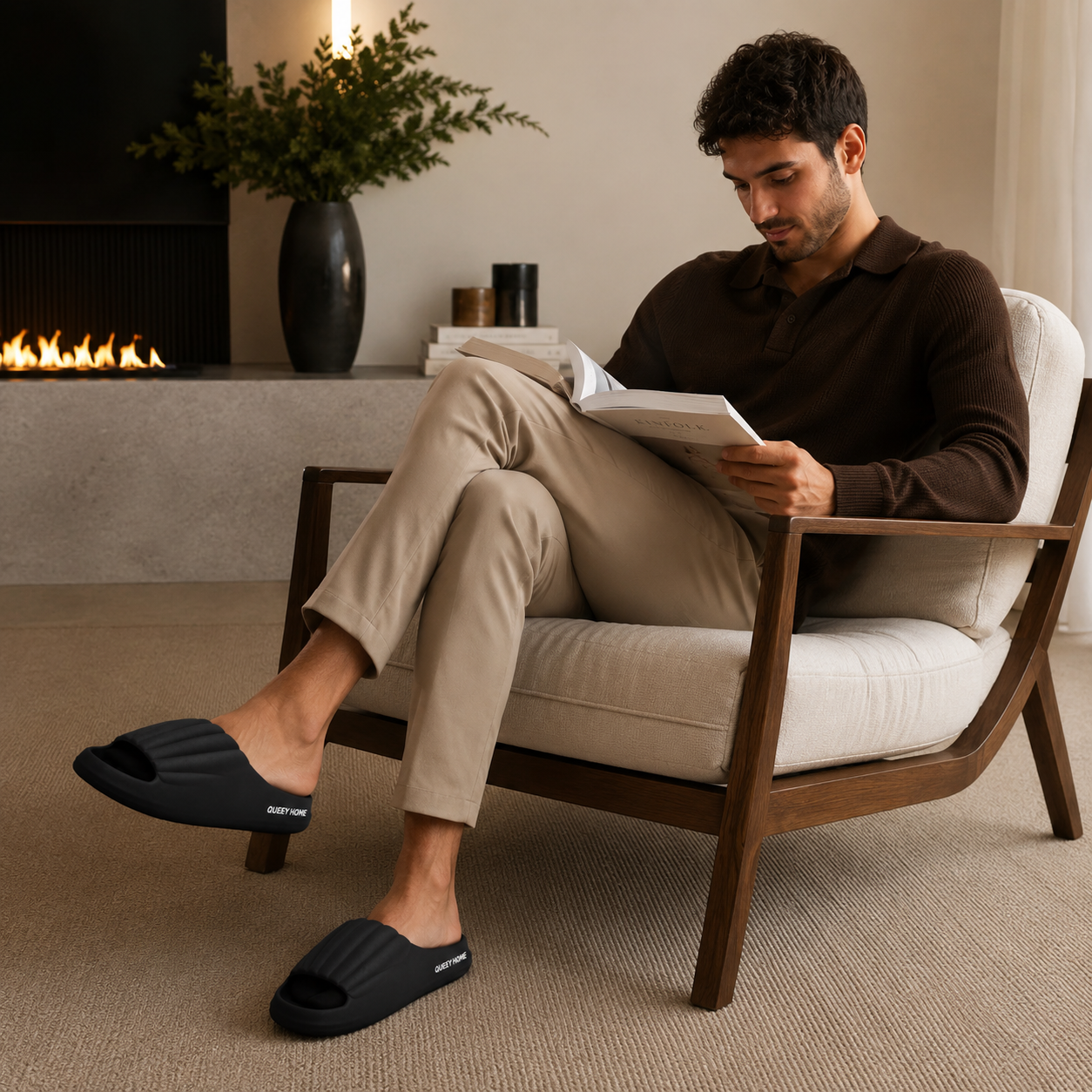 Sandale Homme Confortable Noir