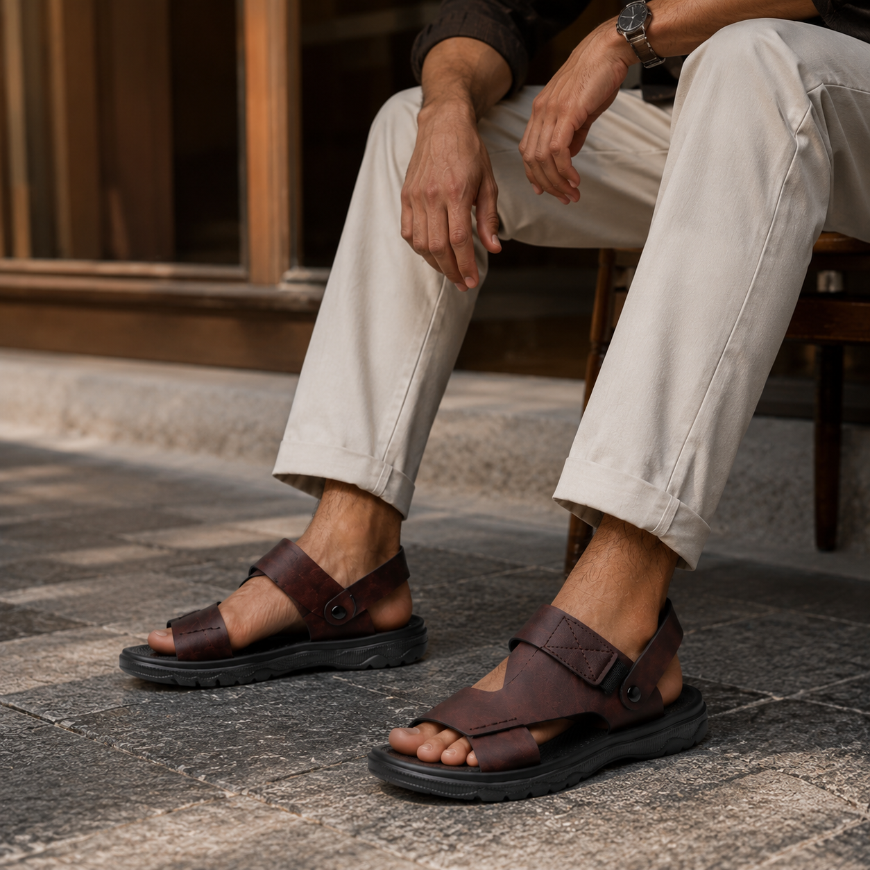 Sandales De Marche Hommes Marron