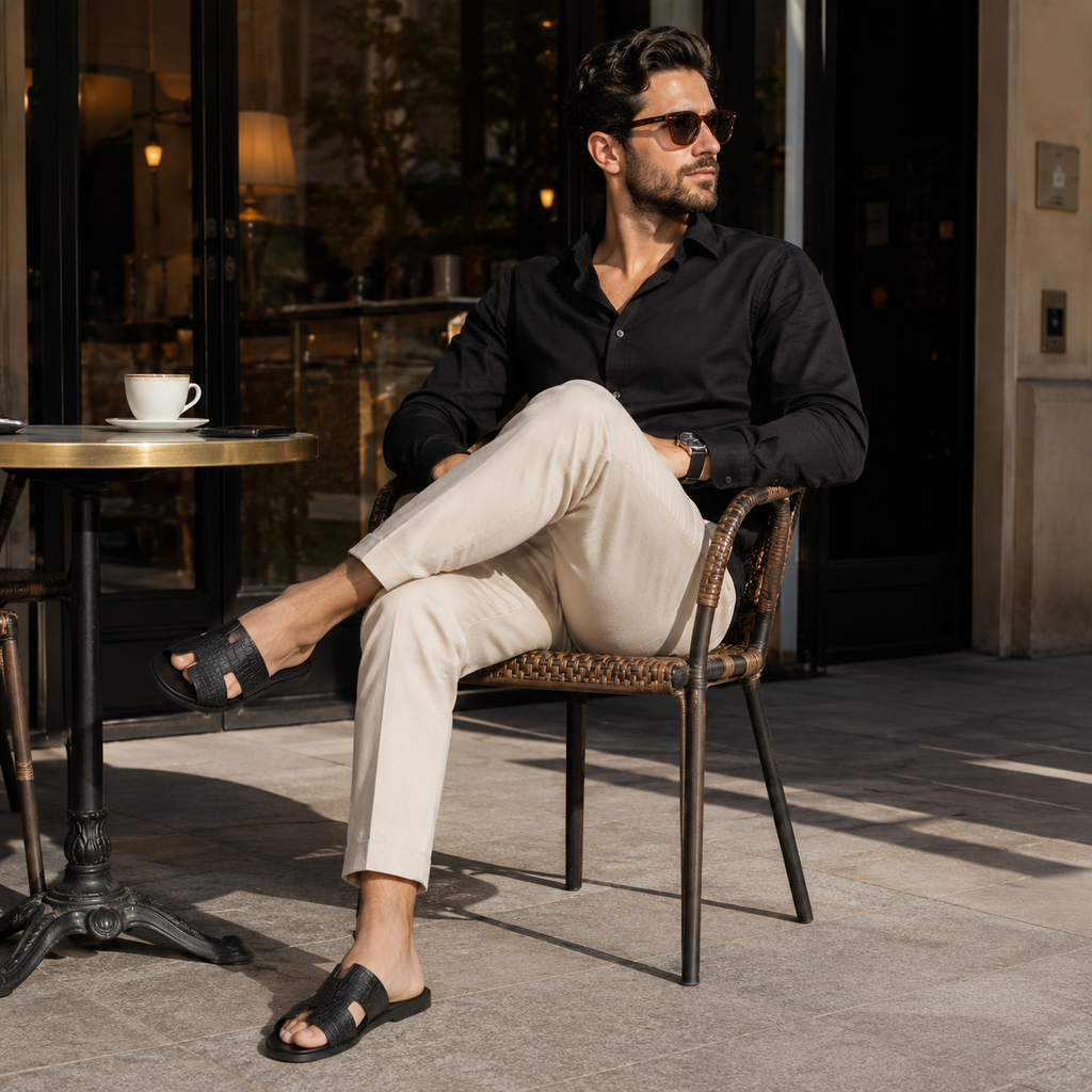 Sandale De Ville Homme Noir