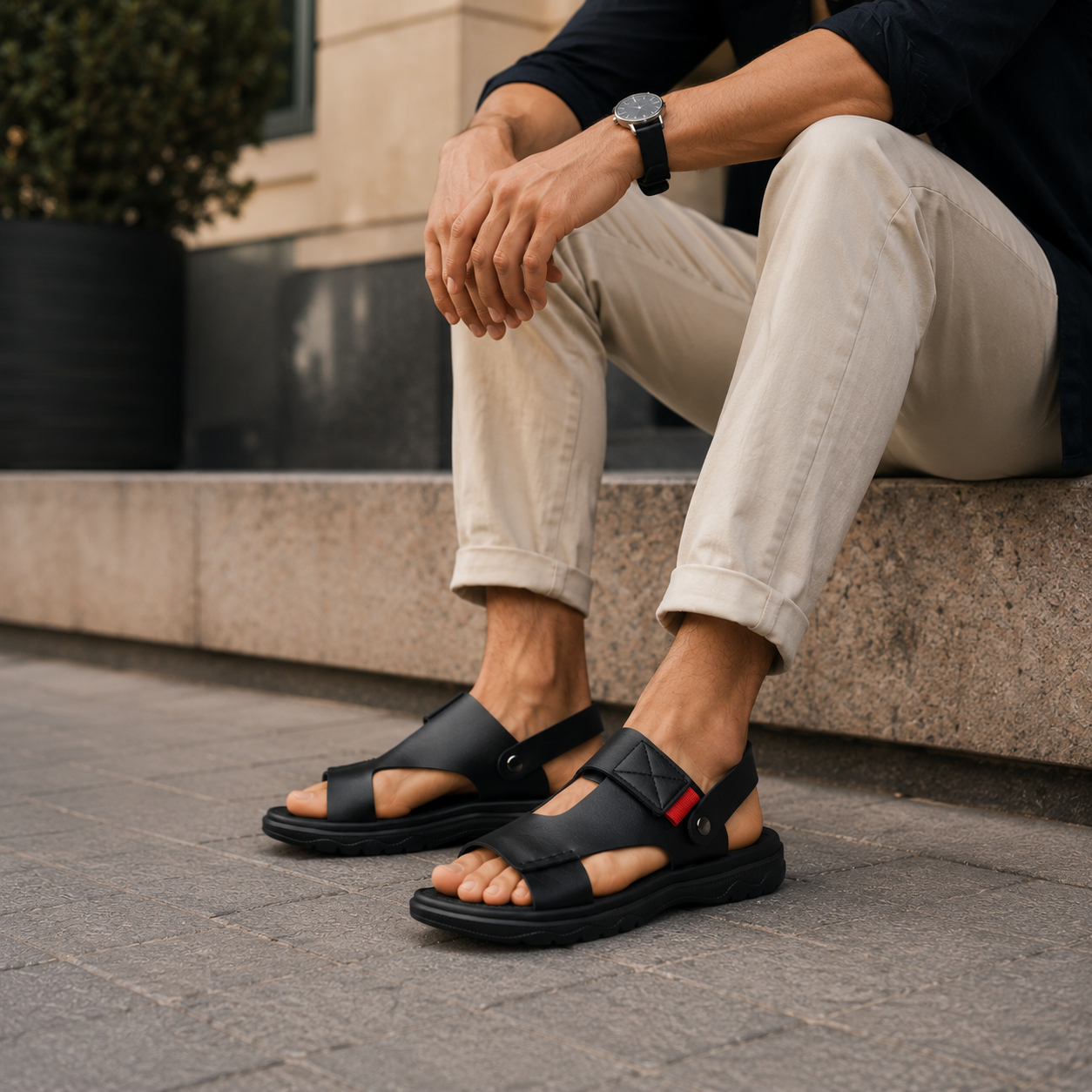 Sandales Homme De Marche Noir
