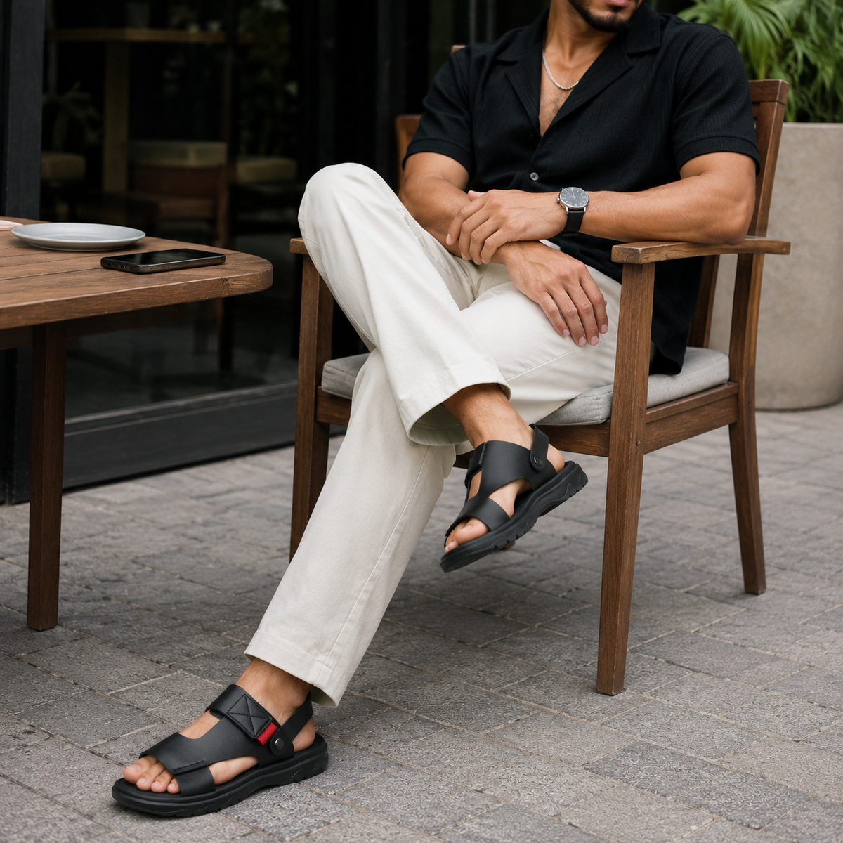 Sandales Homme De Marche Noir