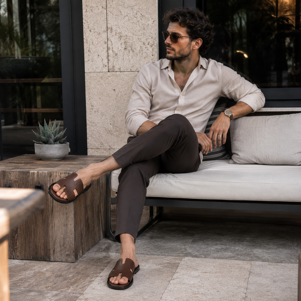 Sandale De Ville Homme Marron