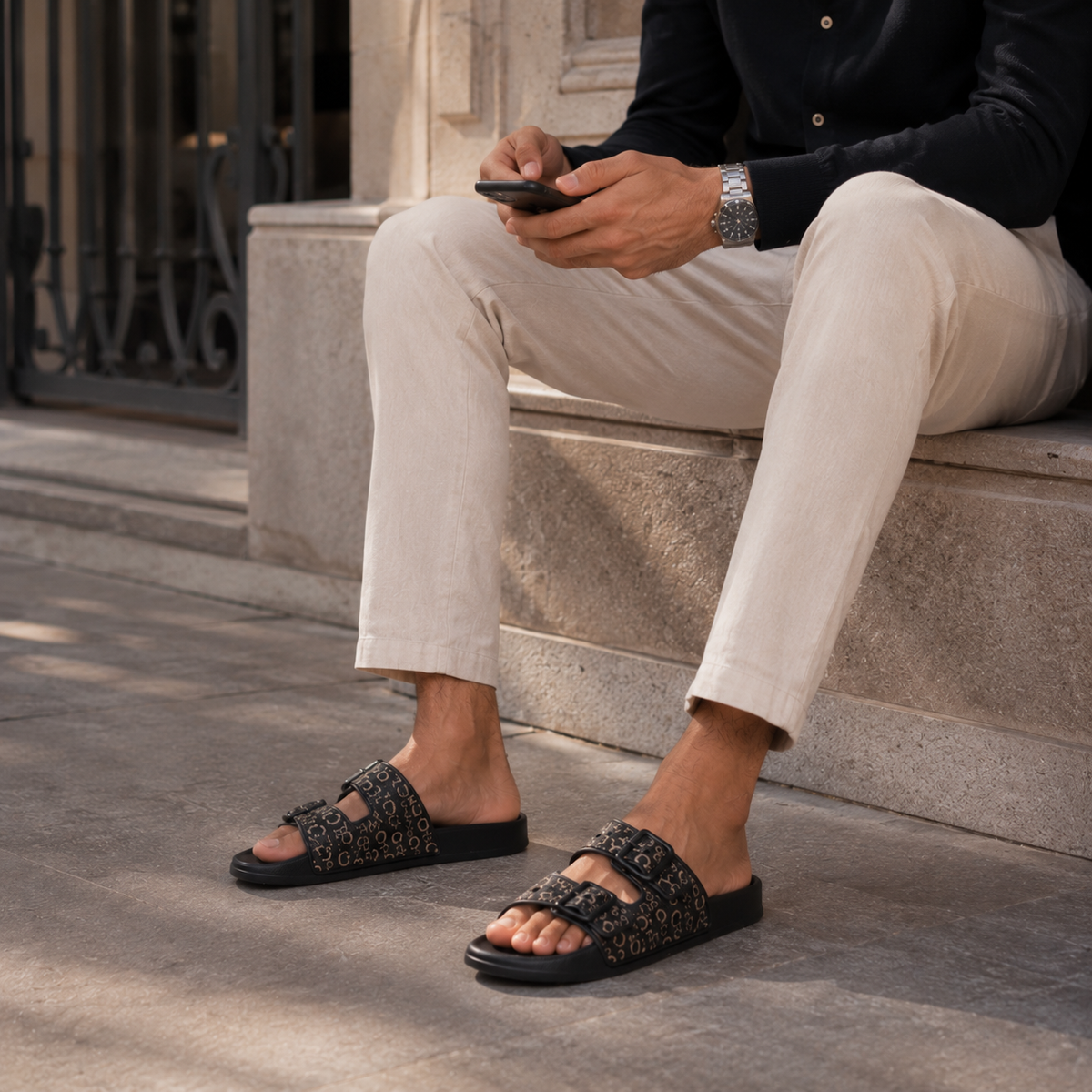 Sandales Homme De Luxe Noir