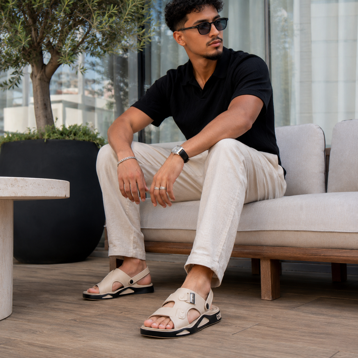 Sandales Homme De Randonnée Beige