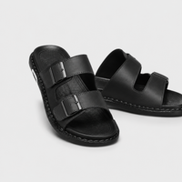 Italienne Sandale Cuir Noir Homme Luxe