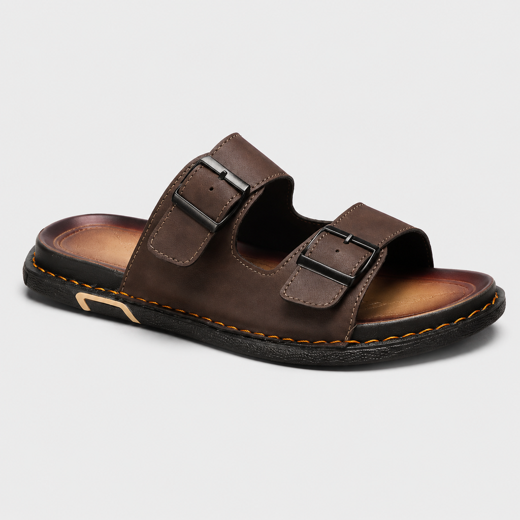 Italienne Sandale Cuir Marron Homme Luxe