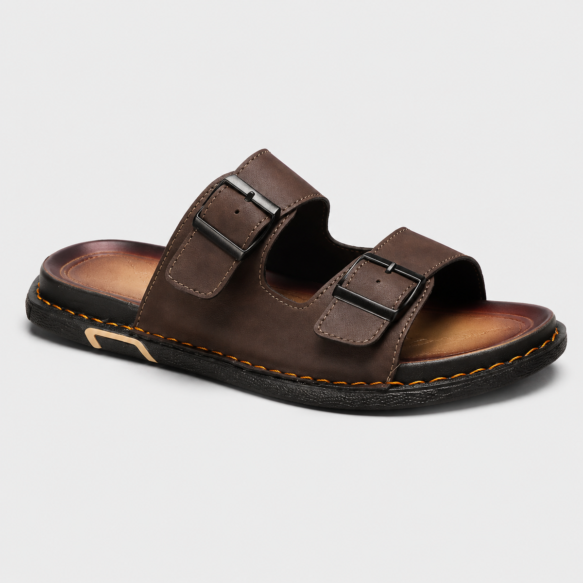 Italienne Sandale Cuir Marron Homme Luxe