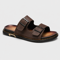 Italienne Sandale Cuir Marron Homme Luxe