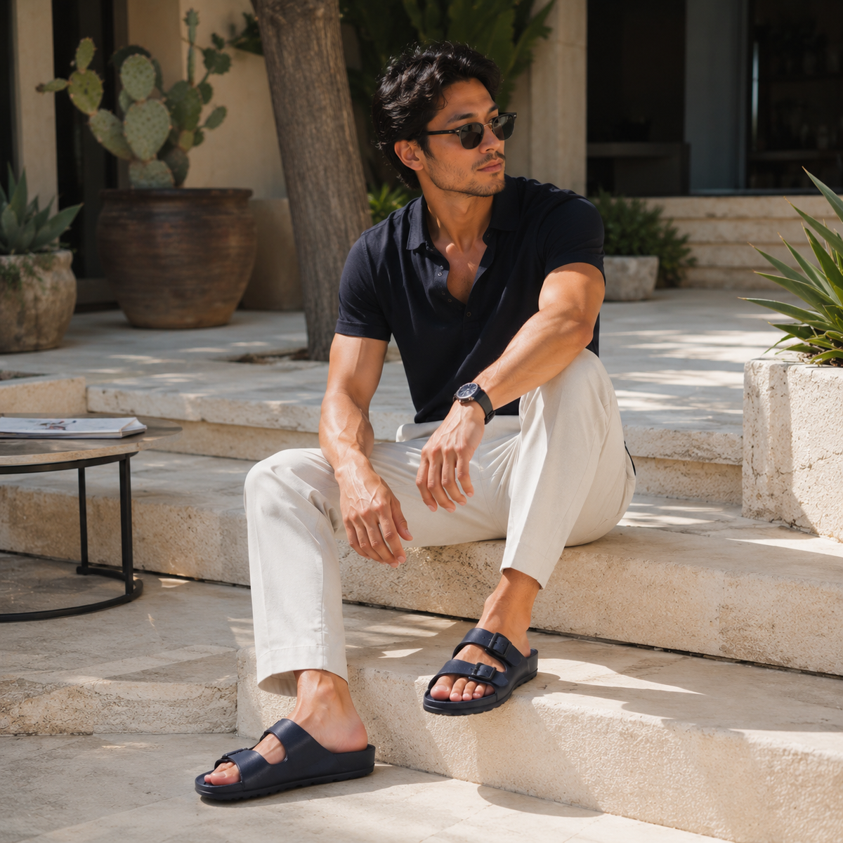Sandales Plastiques Homme Bleu