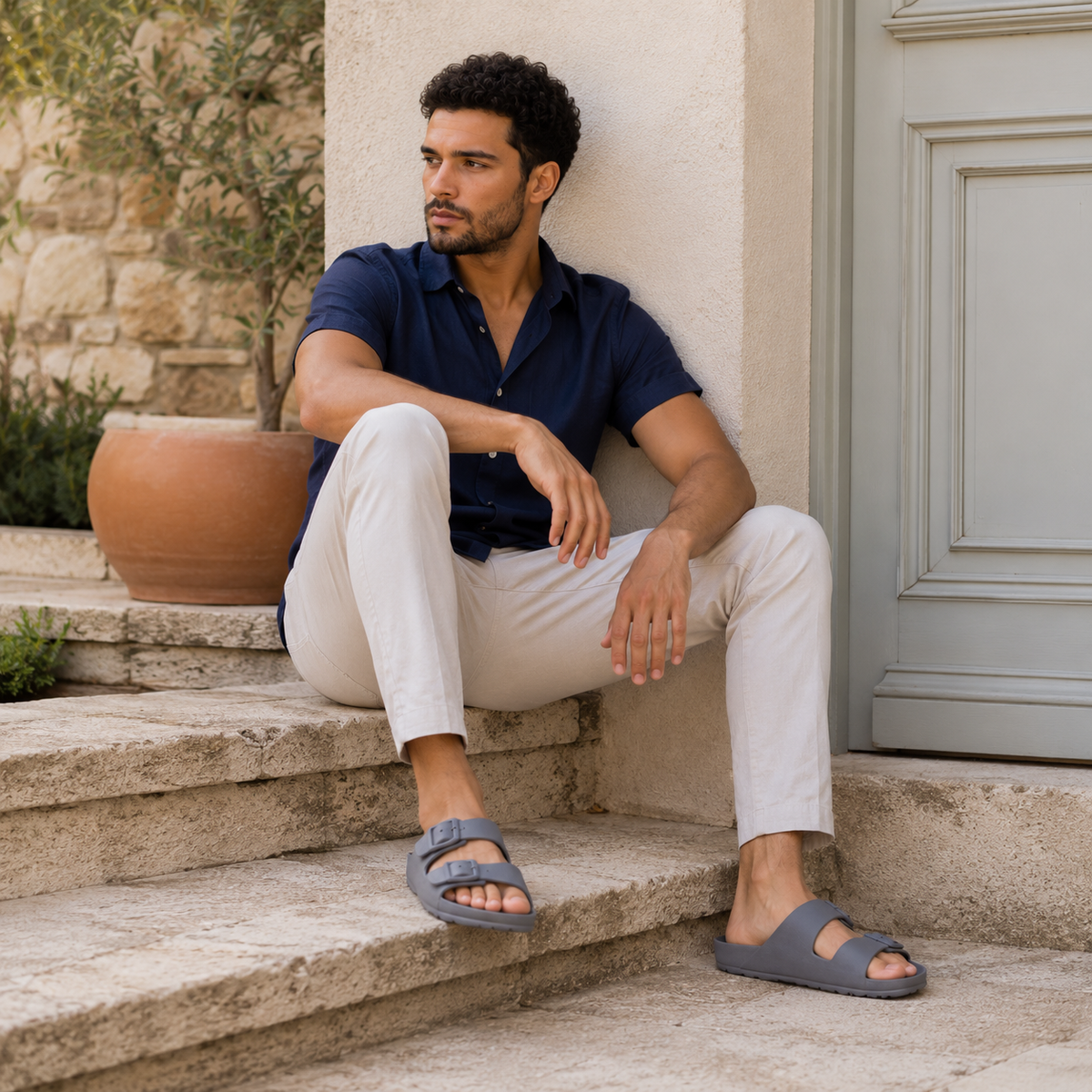 Sandales Plastiques Homme Gris