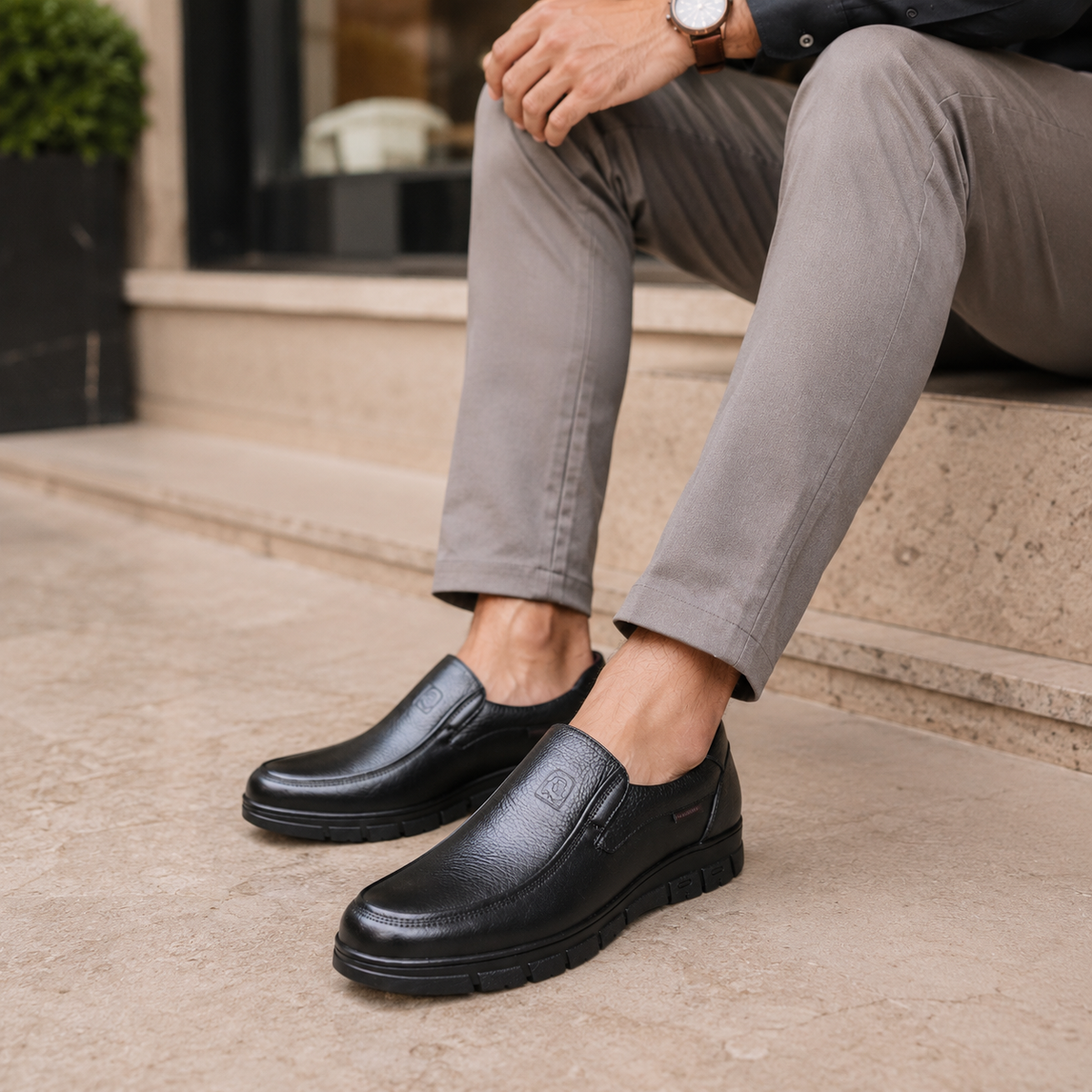 Mocassins Homme Cuir Souple Noir