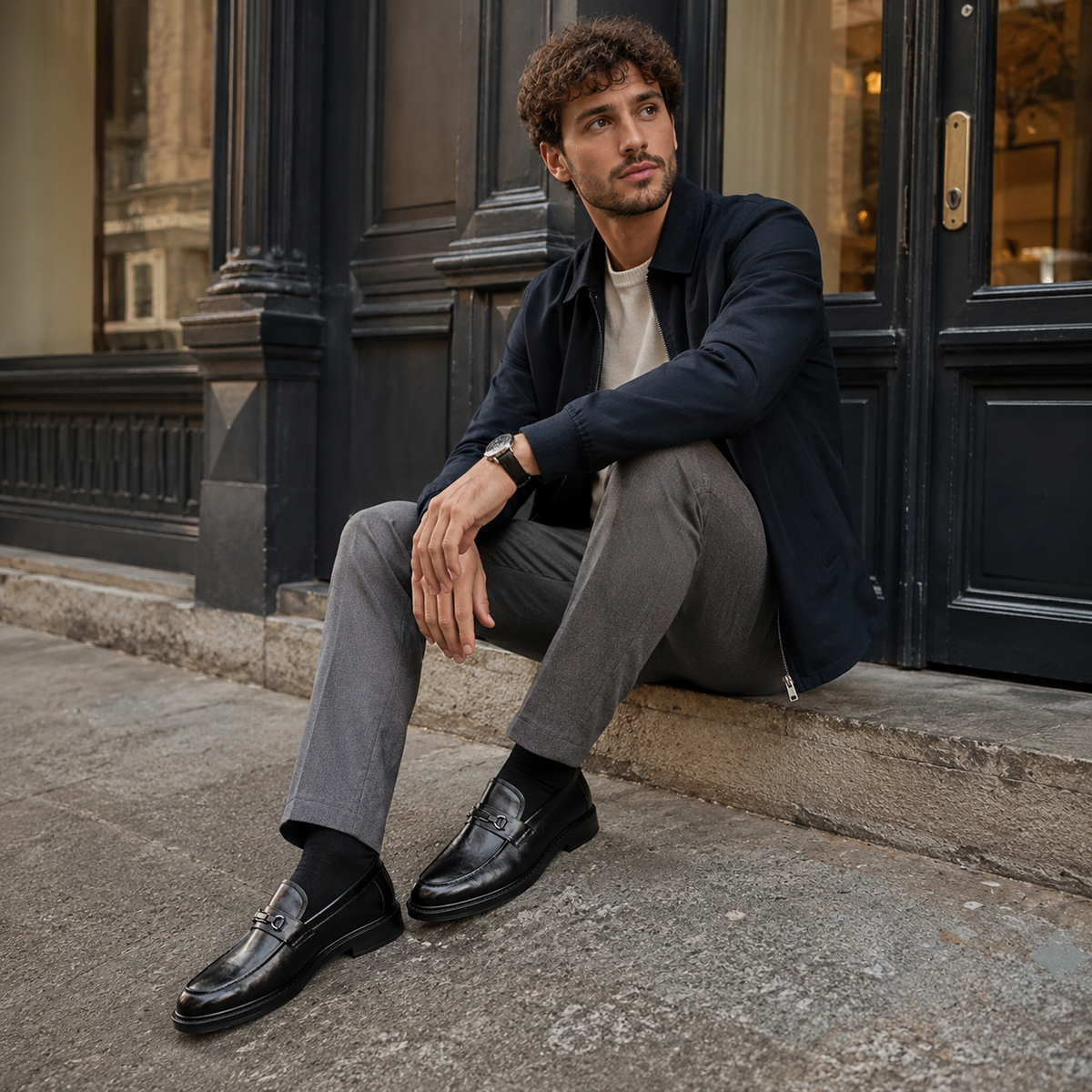 Mocassin Homme Noir Brillant