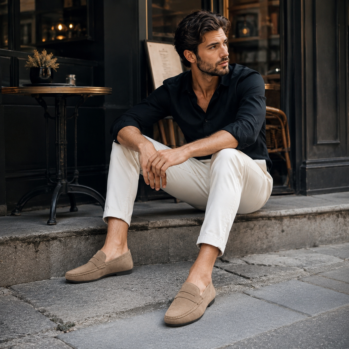 Mocassin Beige Daim Homme