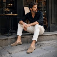 Mocassin Beige Daim Homme