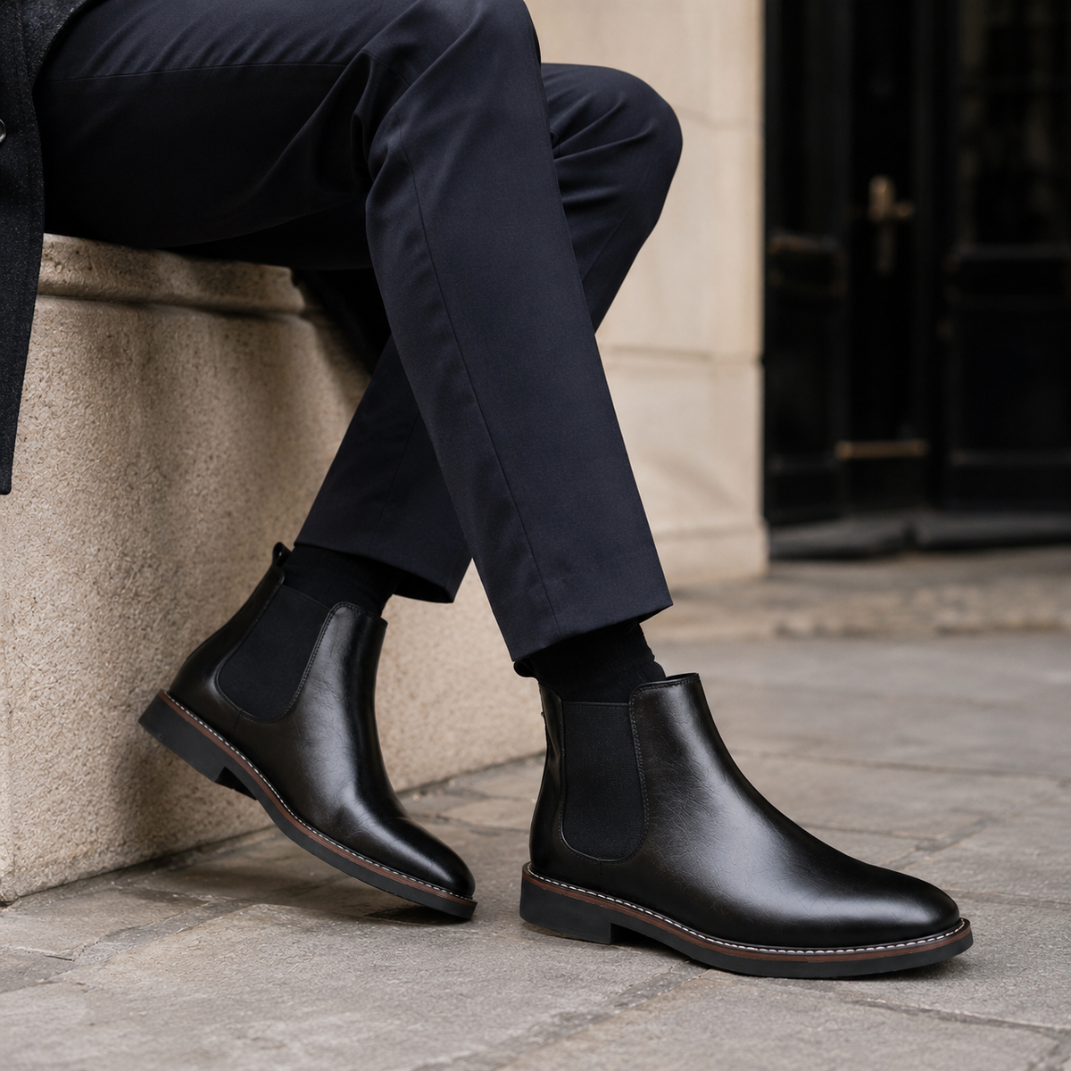 Chelsea Boots Homme Noires — Bottines Rétro Confortables Style British