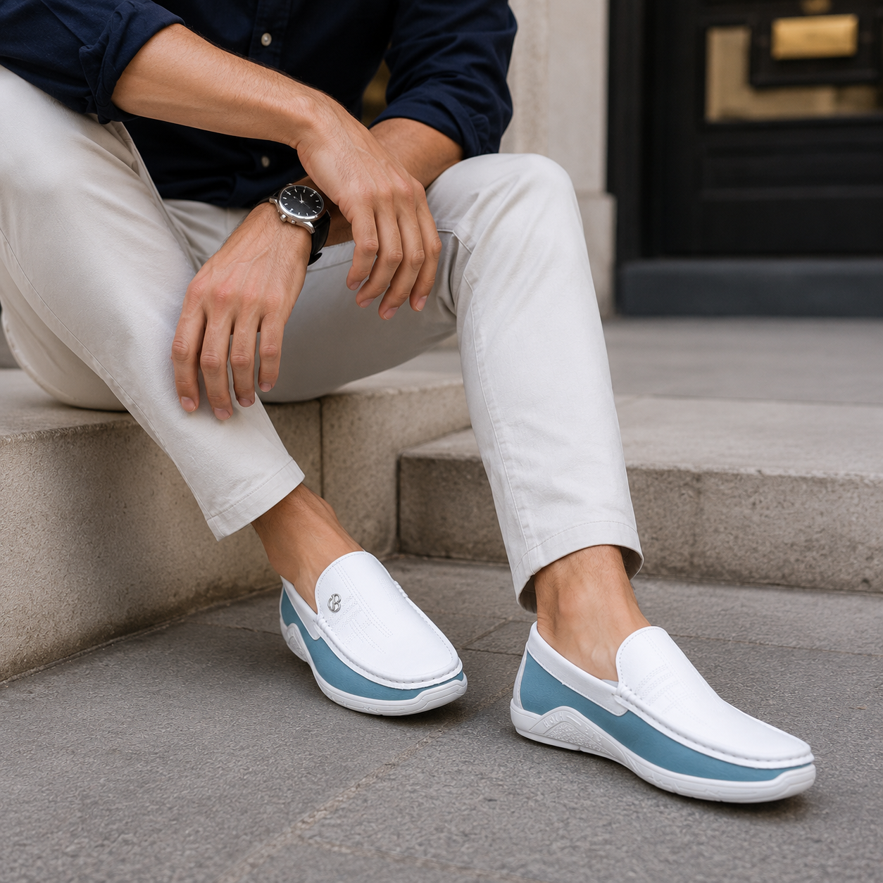 Mocassin Homme Luxe Italien Blanc