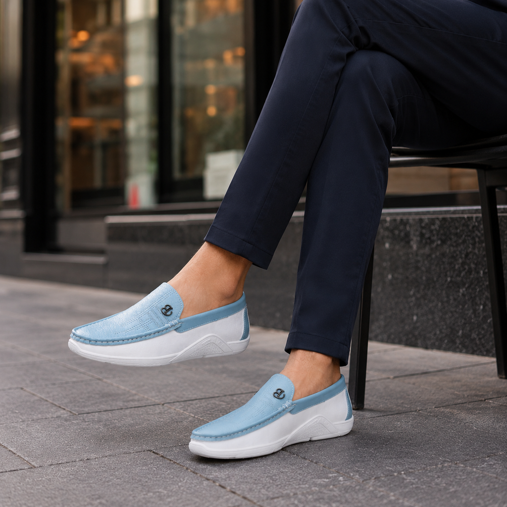 Mocassin Bleu Clair Homme