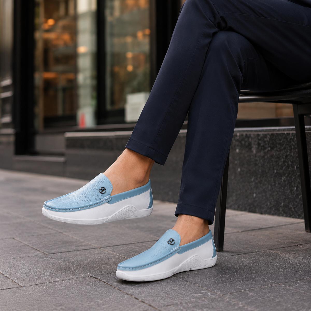Mocassin Bleu Clair Homme