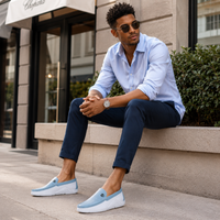 Mocassin Bleu Clair Homme