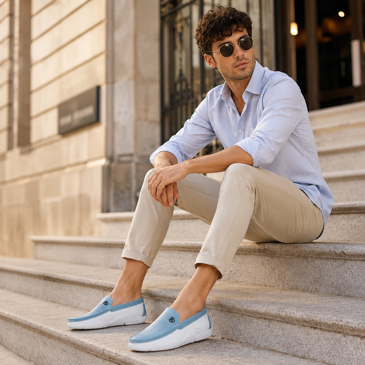 Mocassin Bleu Clair Homme