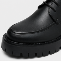 Mocassin Plateforme En Cuir Noir Mat Pour Homme