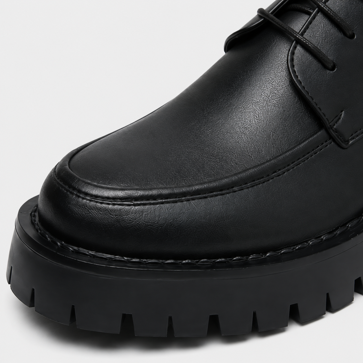 Mocassin Plateforme En Cuir Noir Mat Pour Homme