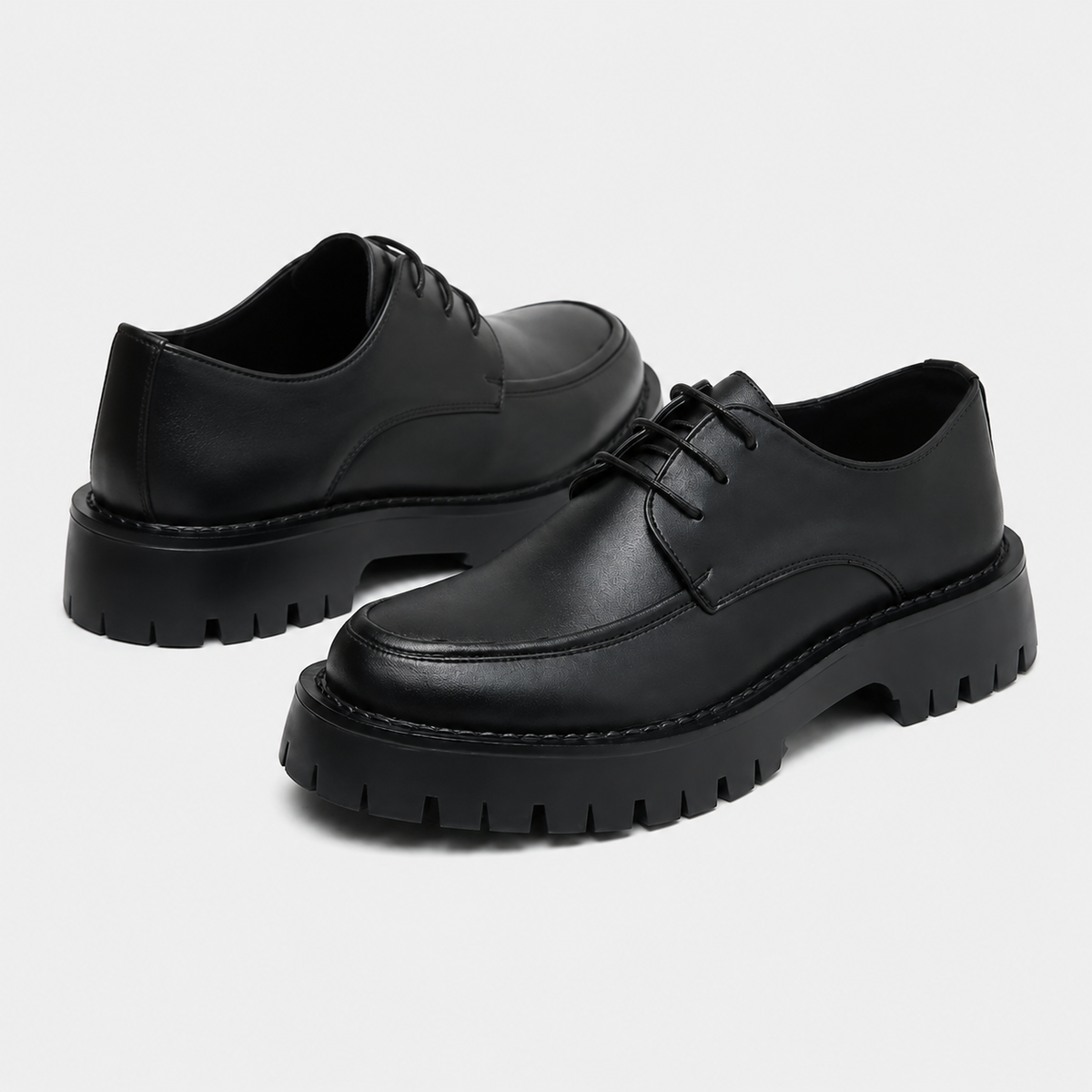 Mocassin Plateforme En Cuir Noir Mat Pour Homme