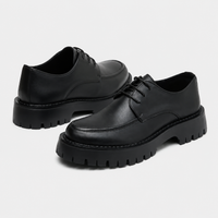 Mocassin Plateforme En Cuir Noir Mat Pour Homme