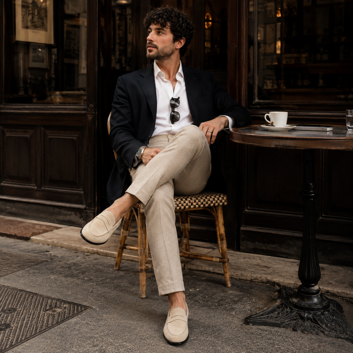 Mocassins Homme Beige en Daim Classique