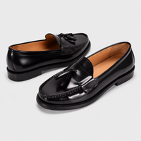 Mocassin Homme Cuir Noir Vernis À Talon